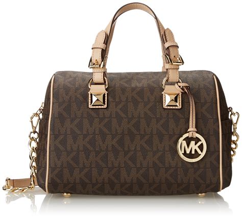 michael kors women's medium grayson monogram vinyl top handle satchel|Michael Kors Women's Medium Grayson Monogram Vinyl Top .